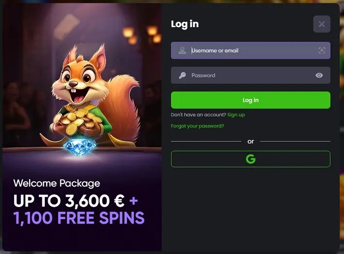 Přihlašovací okno Spinline Casino